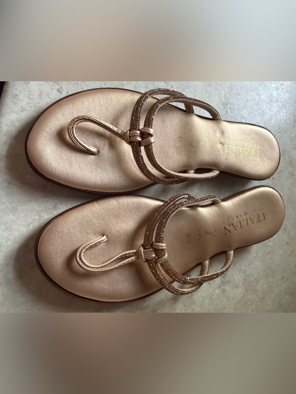 Italian Shoemakers Metallic Bronze Toe-Ring Sandals